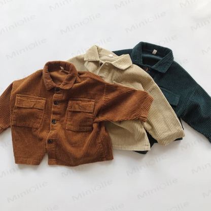 Baby Jacke aus einfarbigem Cord mit Knöpfen - image 6