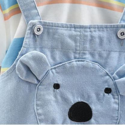 2-teiliges Set aus Streifen T-Stück und Overalls mit Bär für Baby und Kleinkind - image 8