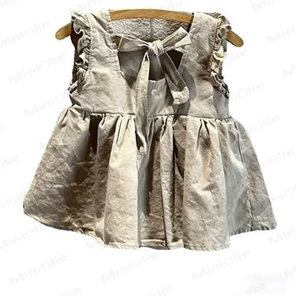 Ärmelloses Kleid für Baby mit Schleifen , Einfarbig - image 5