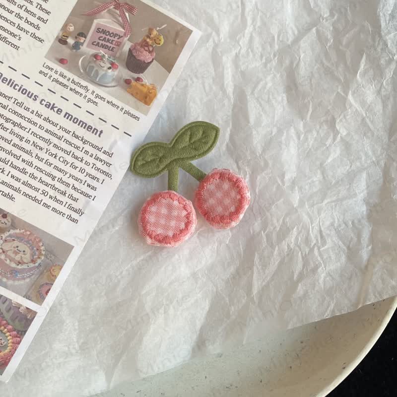 Baby Plaid Fruit Pink Hair Clips - Kirsche - image 5