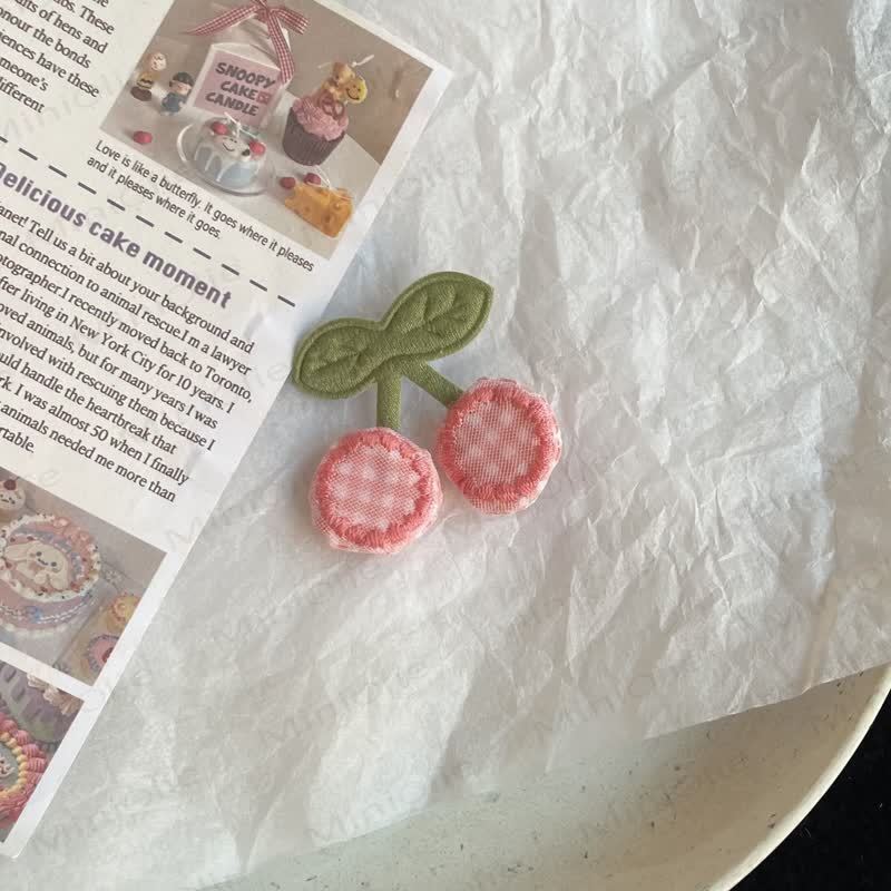 Baby Plaid Fruit Pink Hair Clips - Kirsche - image 5