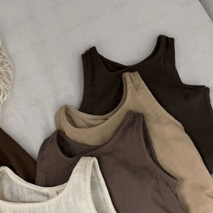 Einfarbig Leinen Tanktop für Kleinkind - image 7