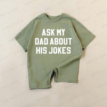 FRAG MY VATER NACH SEINEN WITZEN Baby Strampler mit Slogan - Grün - 18-24M - image 1