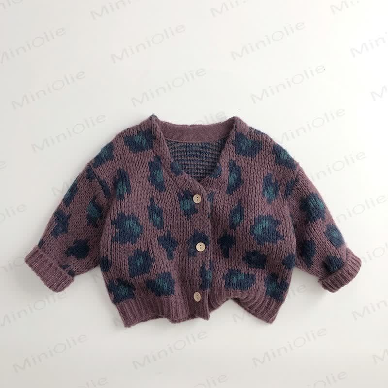 Strickjacke mit Leopardenmuster für Kleinkinder - Lila - 7-9J - image 2