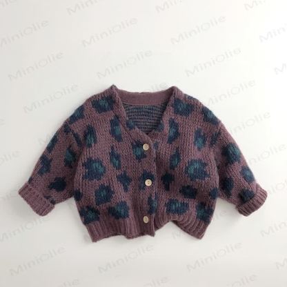 Strickjacke mit Leopardenmuster für Kleinkinder - Lila - 7-9J - image 2