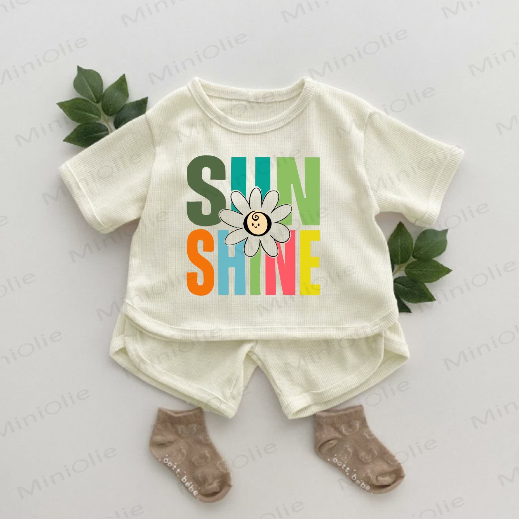 SUNSHINE Baby Waffel Set mit Blume , 2-teilig - Aprikose - 2-3J - image 1