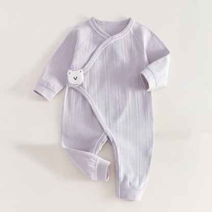 Baby Strampler mit Tier und Klettverschluss , Einfarbig - Lavendel - 6-12M - image 6
