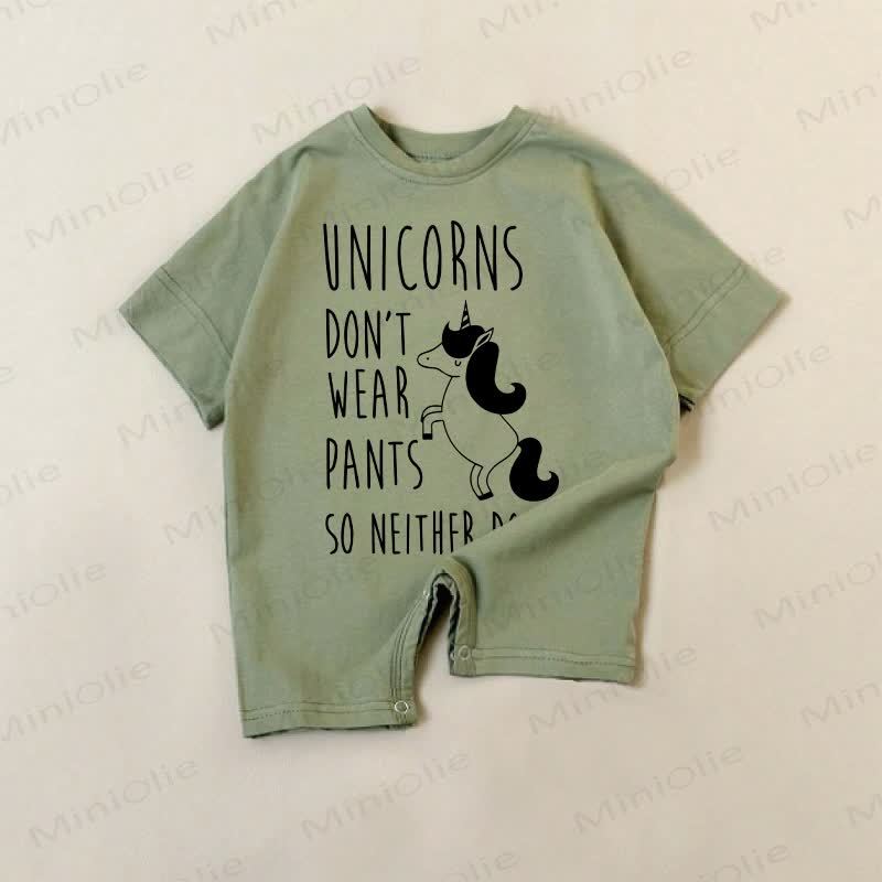 UNICORNS DON'T WEAR PANTS SO NEITHER DO I! Baby Strampler mit Einhornmuster - Grün - 18-24M - image 1