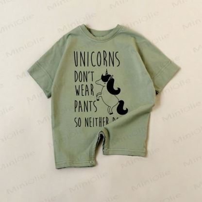 UNICORNS DON'T WEAR PANTS SO NEITHER DO I! Baby Strampler mit Einhornmuster - Grün - 18-24M - image 1