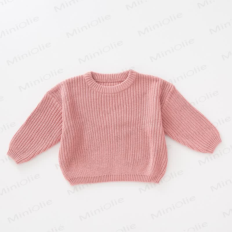 Baby Gestrickter Einfacher Pullover in Einfarbig - Rosa - 4-5J - image 3