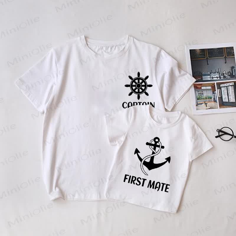 FIRST MATE/CAPTAIN Weißes Familien Passende -T-Shirt - Weiß - T-Shirt für Erwachsene: XL - image 1