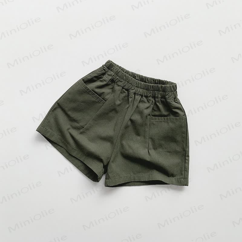 Sommer Shorts aus Baumwolle für Kleinkind , Einfarbig - Grün - 6-7J - image 5