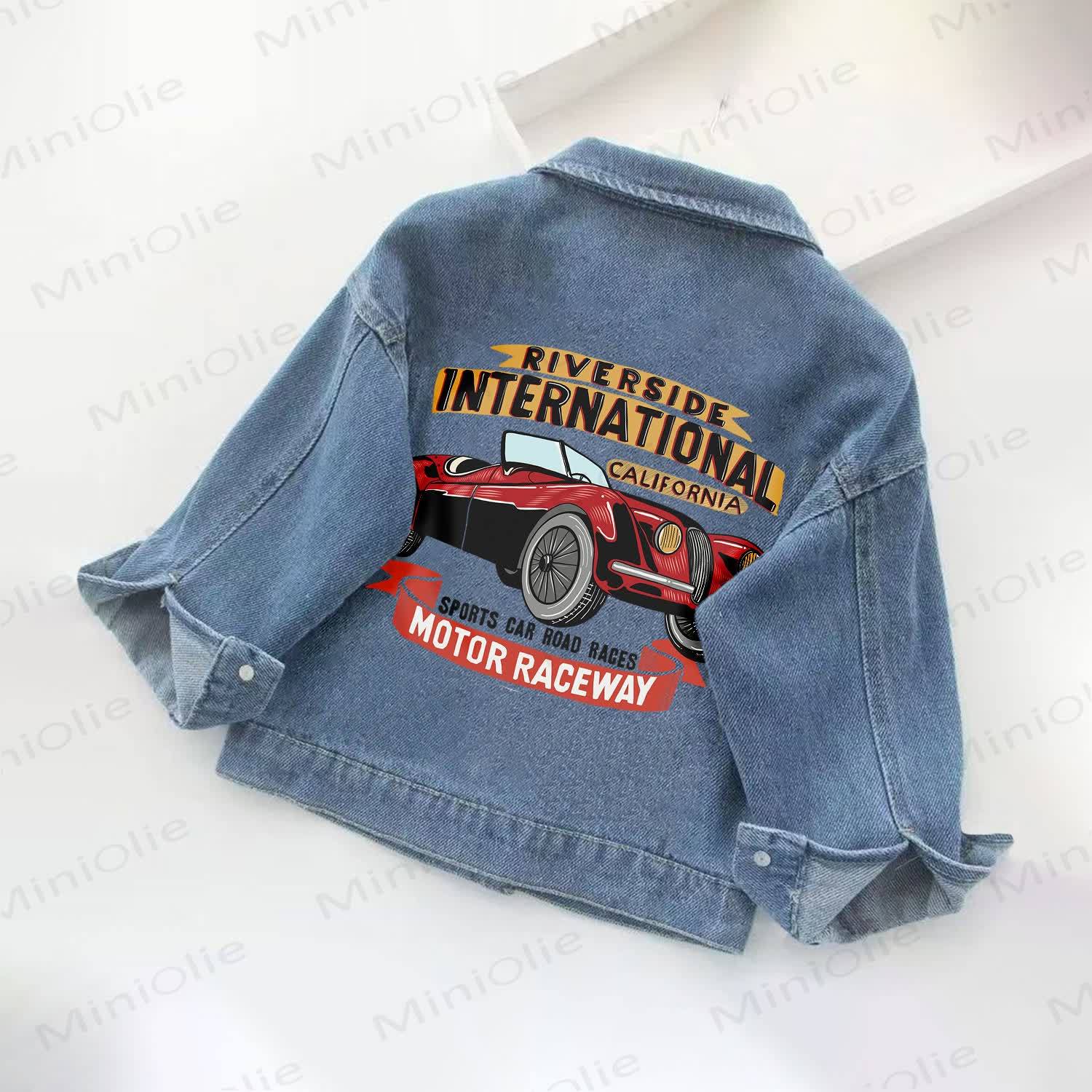 RIVERSIDE INTERNATIONAL CALIFORNIA SPORTS CAR ROAD RACES MOTOR RACEWAY Kleinkind - Denim - Blau - 10-11J - image 1
