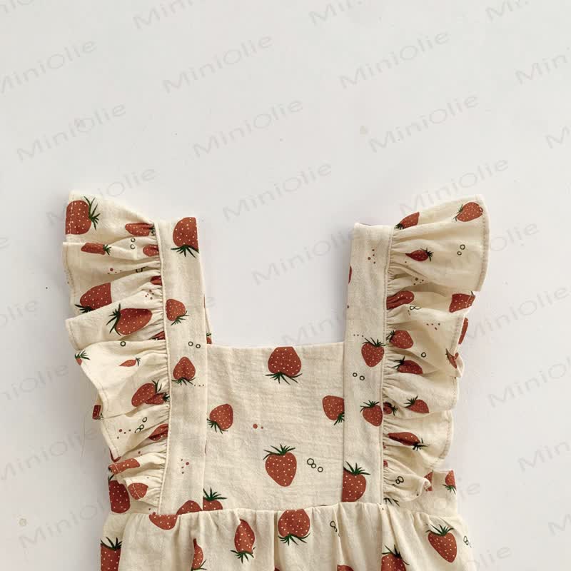Vintage Overall mit Erdbeer Rüschen für Babys - image 6