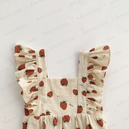 Vintage Overall mit Erdbeer Rüschen für Babys - image 6