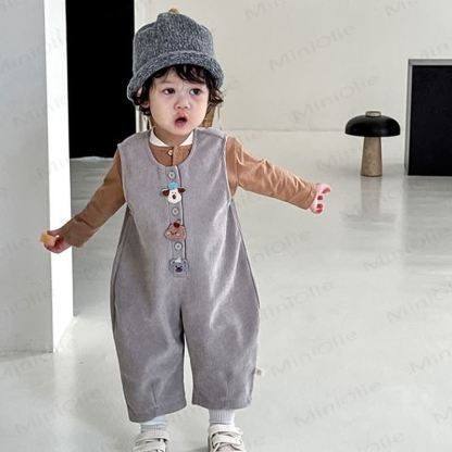 Cord Overalls mit Tier -Patch für Baby - image 17