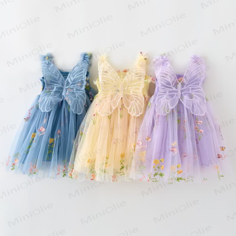 Kleid aus Netzstoff für Baby und Kleinkind , Schmetterling und Blume - image 3