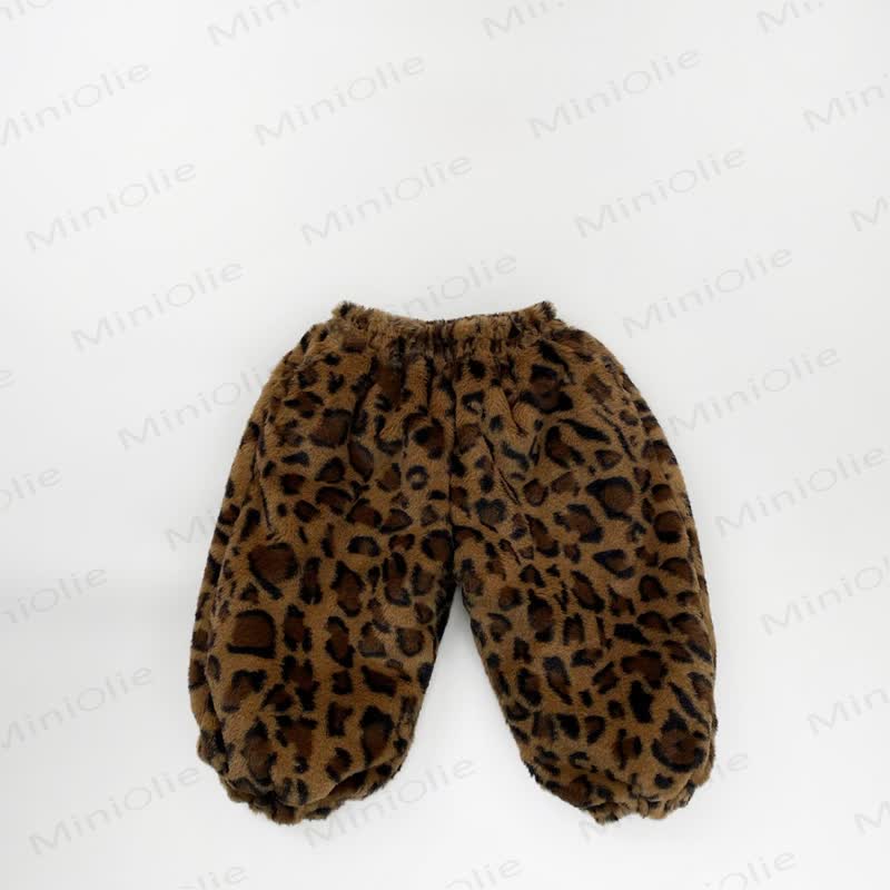 Vlies Jogginghose für Baby und Kleinkind mit Leopardenmuster / Hose mit Zebramuster (Schwarz weiß)  - Leopardenmuster - 6-7.5T - image 3