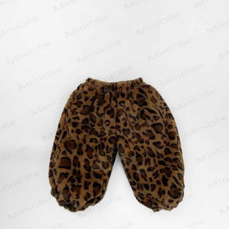 Vlies Jogginghose für Baby und Kleinkind mit Leopardenmuster / Hose mit Zebramuster (Schwarz weiß)  - Leopardenmuster - 6-7.5T - image 3
