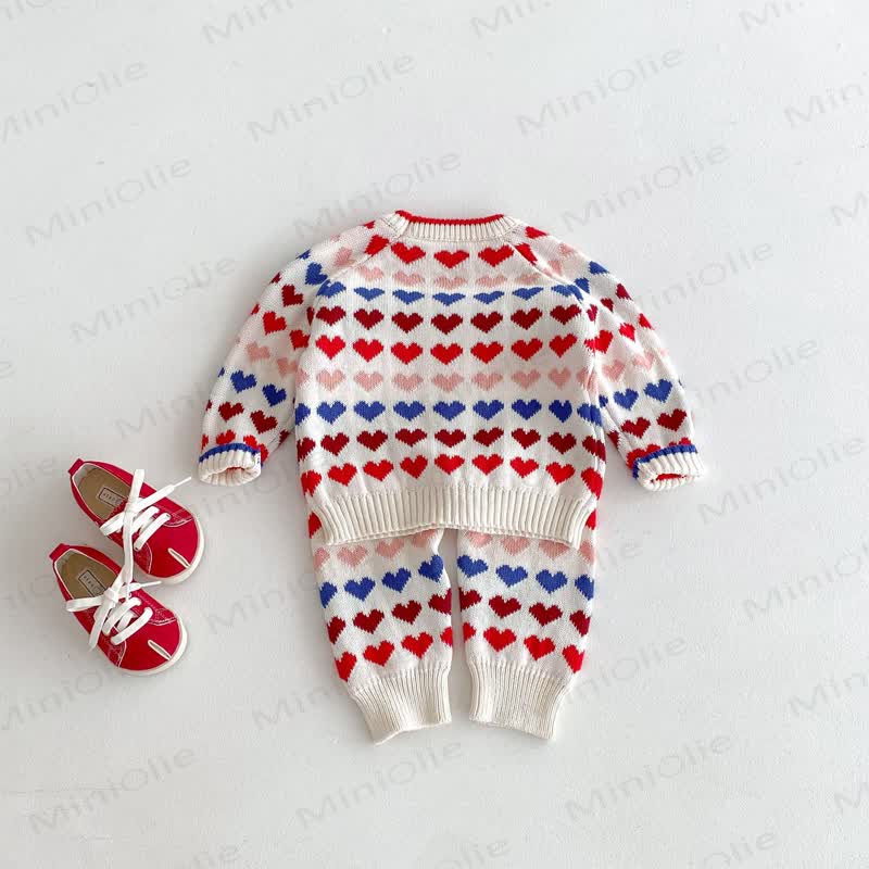 Bunt Pullover und Hose mit Herz für Baby und Kleinkind - image 5