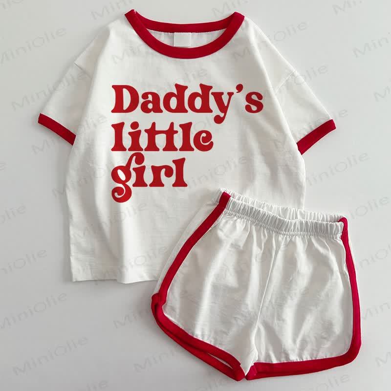  DADDY'S LITTLE GIRL Baby T-Shirt und Shorts 2-teiliges Set - Weiß & Rot - 3-5J - image 1