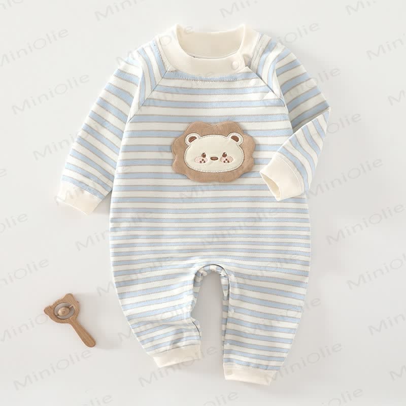 Streifen Strampler mit Bär -Patch für Baby - Blau - 18-24M - image 3