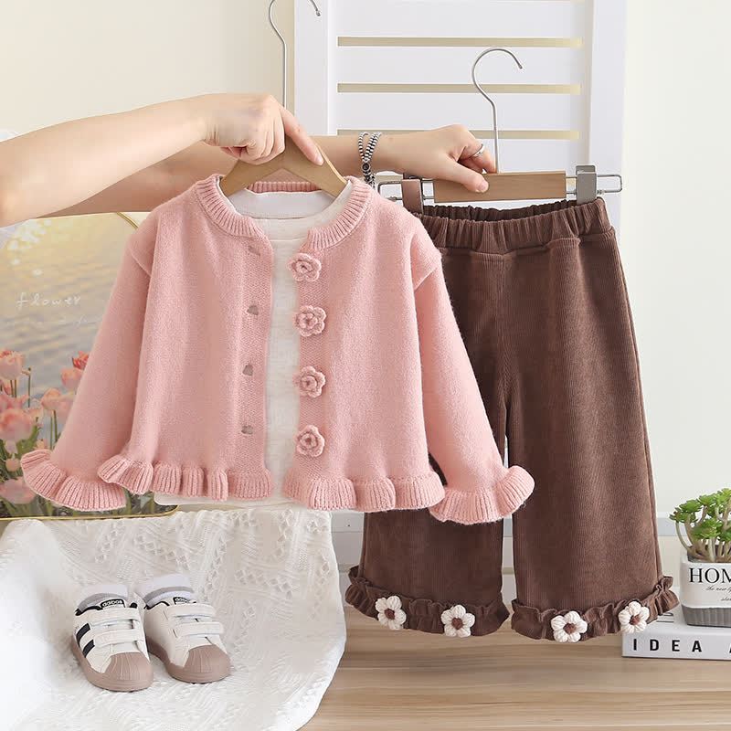 Baby Kleinkind Blume 3-teiliges Set - Rosa - 5-7J - image 2