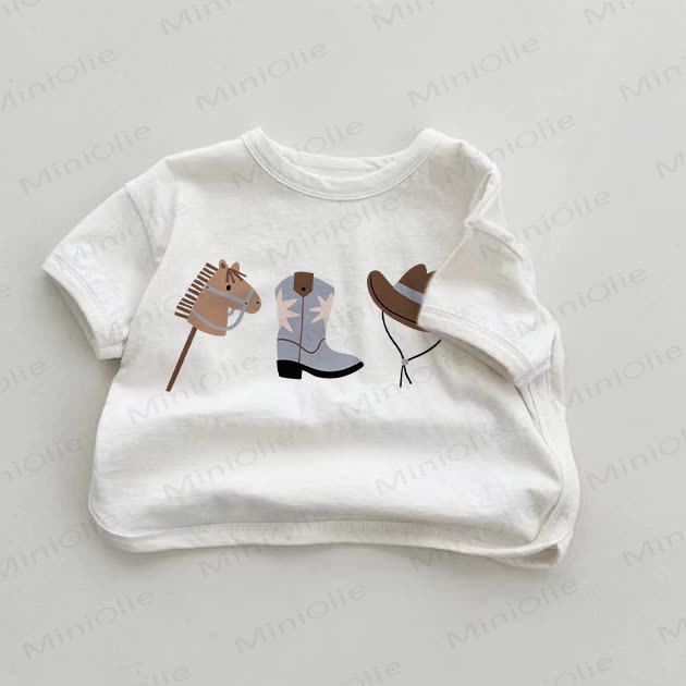 Weißes T-Shirt mit Western- Cowboy -Motiv für Baby - Weiß - 18-24M - image 1