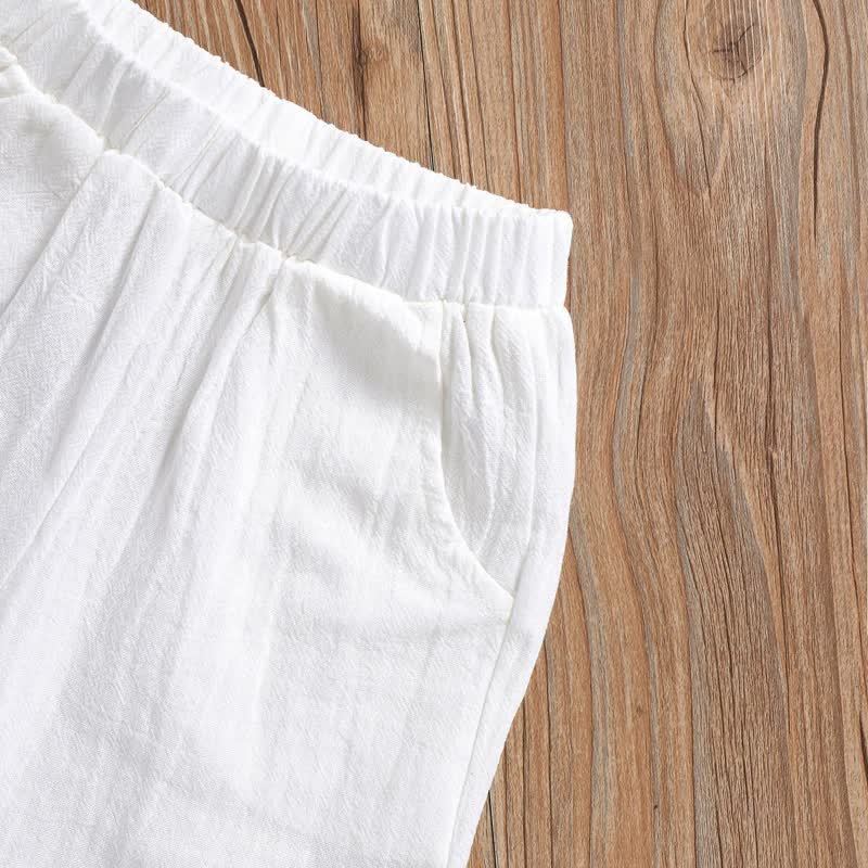 Zweiteiliges Set für Kinder-Jungen aus Leinen - Einfarbig : Poloshirt und Shorts in Unifarben - image 6