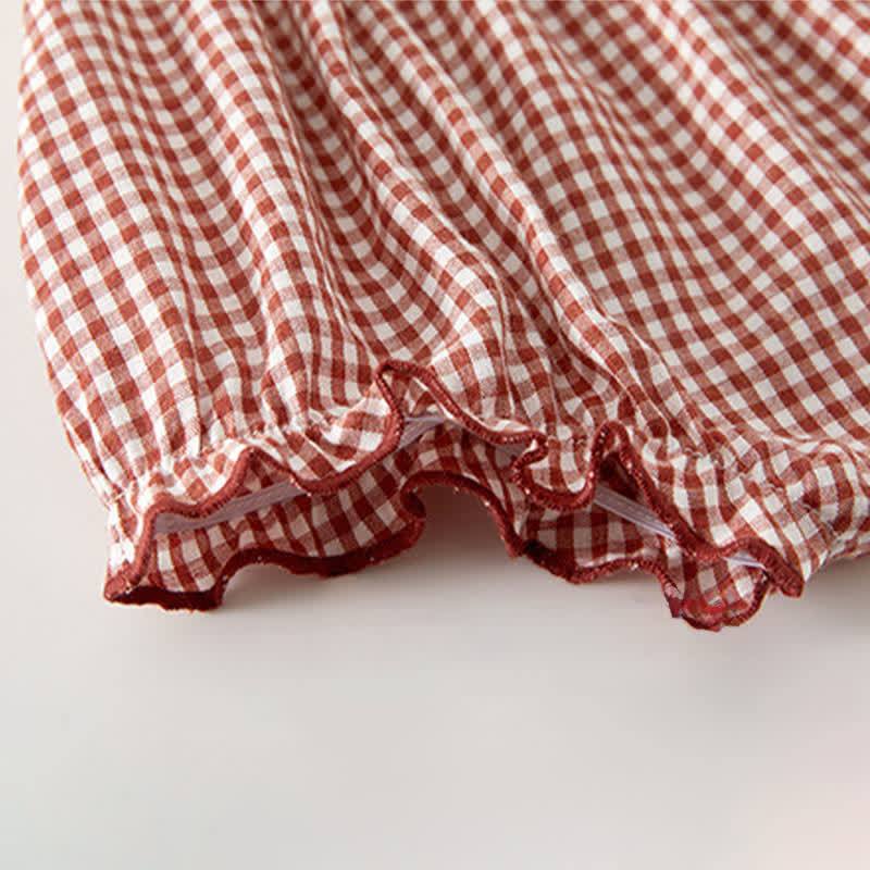 Zweiteiliges Set für Baby : Gingham T-Stück und Shorts mit Rüschenkragen und Hut - image 7