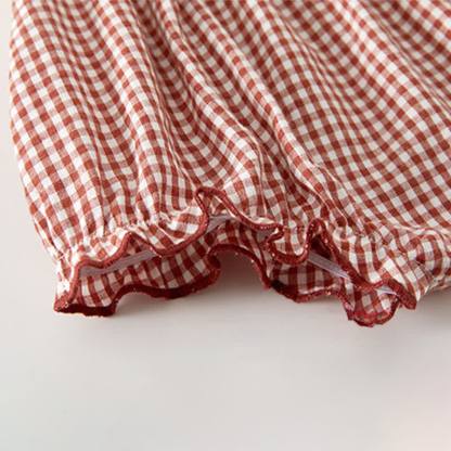 Zweiteiliges Set für Baby : Gingham T-Stück und Shorts mit Rüschenkragen und Hut - image 7