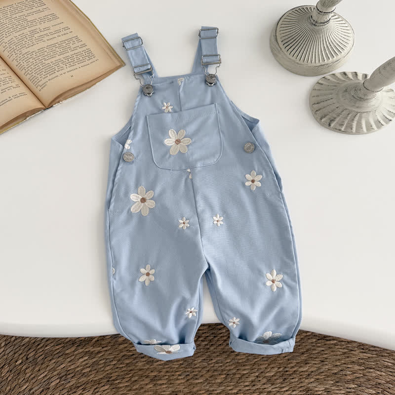 Baby Gestickt Blume süße Blau Overalls - Blau - 2-3J - image 4