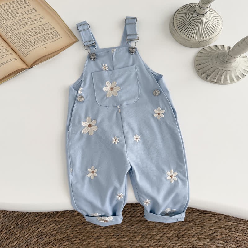 Baby Gestickt Blume süße Blau Overalls - Blau - 2-3J - image 4