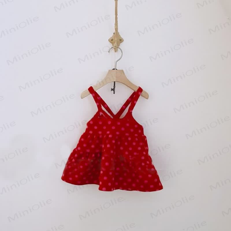 Kleinkind Kleid für Baby , rot Plaid/ Punkt , Kleid für Mädchen - Roter Punkt - 4-5J - image 5