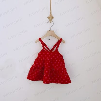 Kleinkind Kleid für Baby , rot Plaid/ Punkt , Kleid für Mädchen - Roter Punkt - 4-5J - image 5