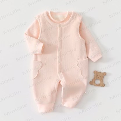 Baby Fleece Bear Pocket Romper - Pink - 2-3T - image 6