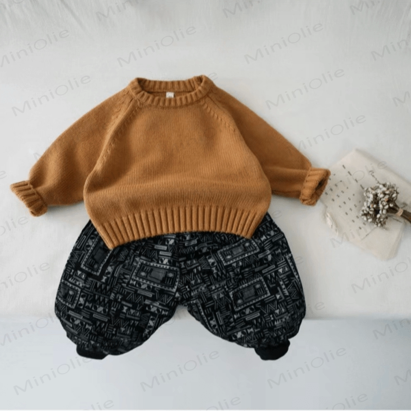 Einfarbig Pullover mit Gestrickt für Kind - image 15
