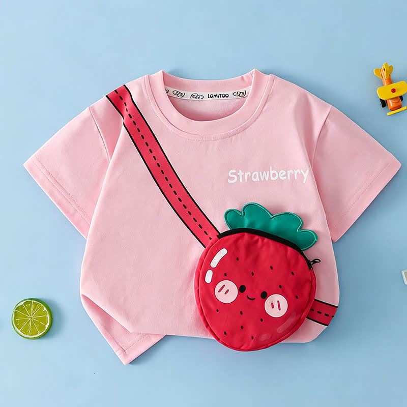 Kleinkind Smiley Obst 3D- Tasche -T-Shirt - Rosa - 8-9J - image 7