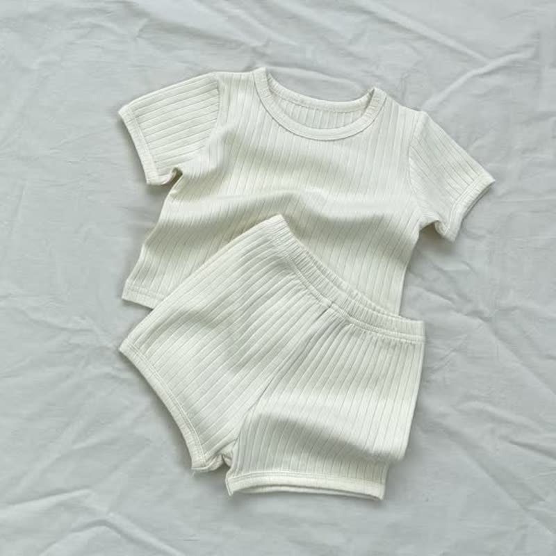Baby Kleinkind Set aus Gerippt T-Stück und Shorts in Einfarbig , 2-teilig - Gelb - 1.5-2J - image 4
