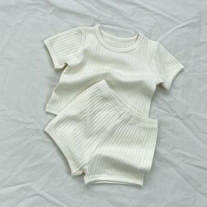 Baby Kleinkind Set aus Gerippt T-Stück und Shorts in Einfarbig , 2-teilig - Gelb - 1.5-2J - image 4