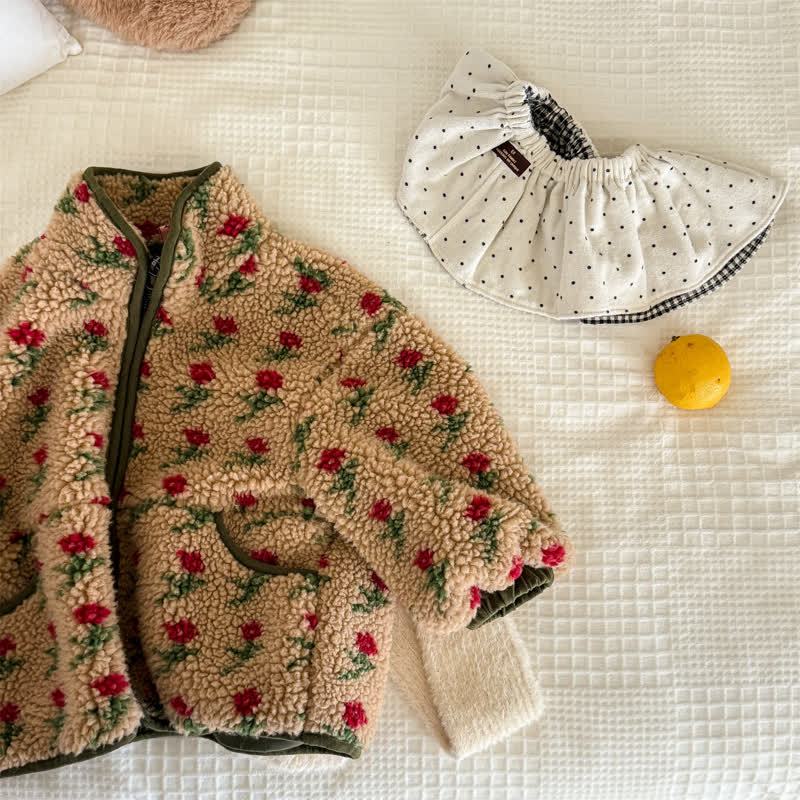 Süß Vlies Oberbekleidung mit Blumen für Kleinkind-Mädchen - Braun - 8Y - image 5