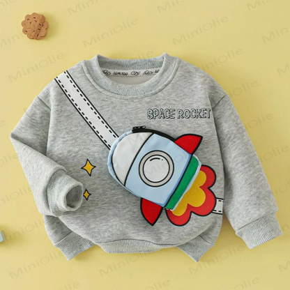 Kleinkind - Sweatshirt mit 3D- Fahrzeug und Tasche - Grau - 8-9J - image 7