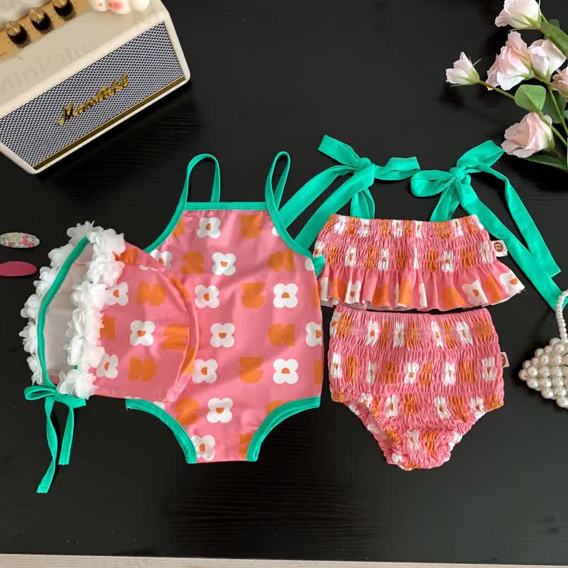 Einteiliger/zweiteiliger Badeanzug mit Hut für Baby Mädchen - image 15