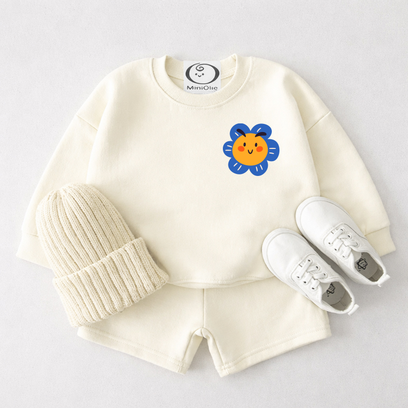 Baby Set aus Sweatshirt und Shorts mit Biene , 2-teilig - Cremeweiß - 3-4J - image 1
