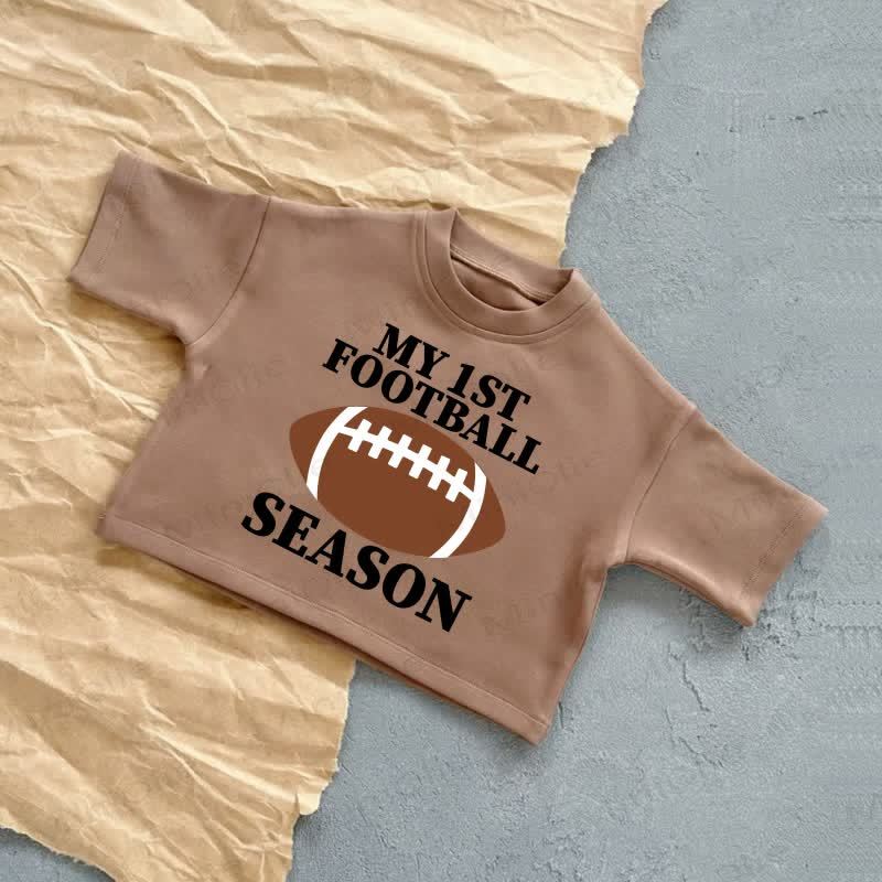 MY 1ST FOOTBALL SEASON Baby Sommer Freizeit-T-Shirt - Braun - 2-3J - image 3