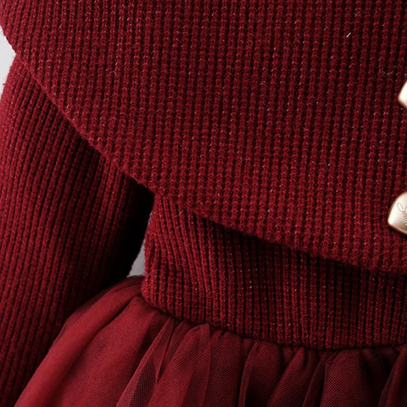 Baby Mädchen Bär Schleife Rotes Vlies -gefüttertes Kleid  - image 8