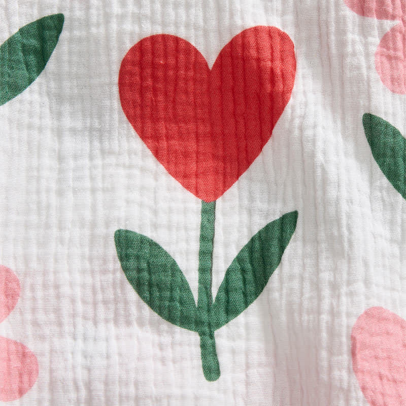 Weißer Baby Strampler mit Blume und Herz und passender Hut - image 8
