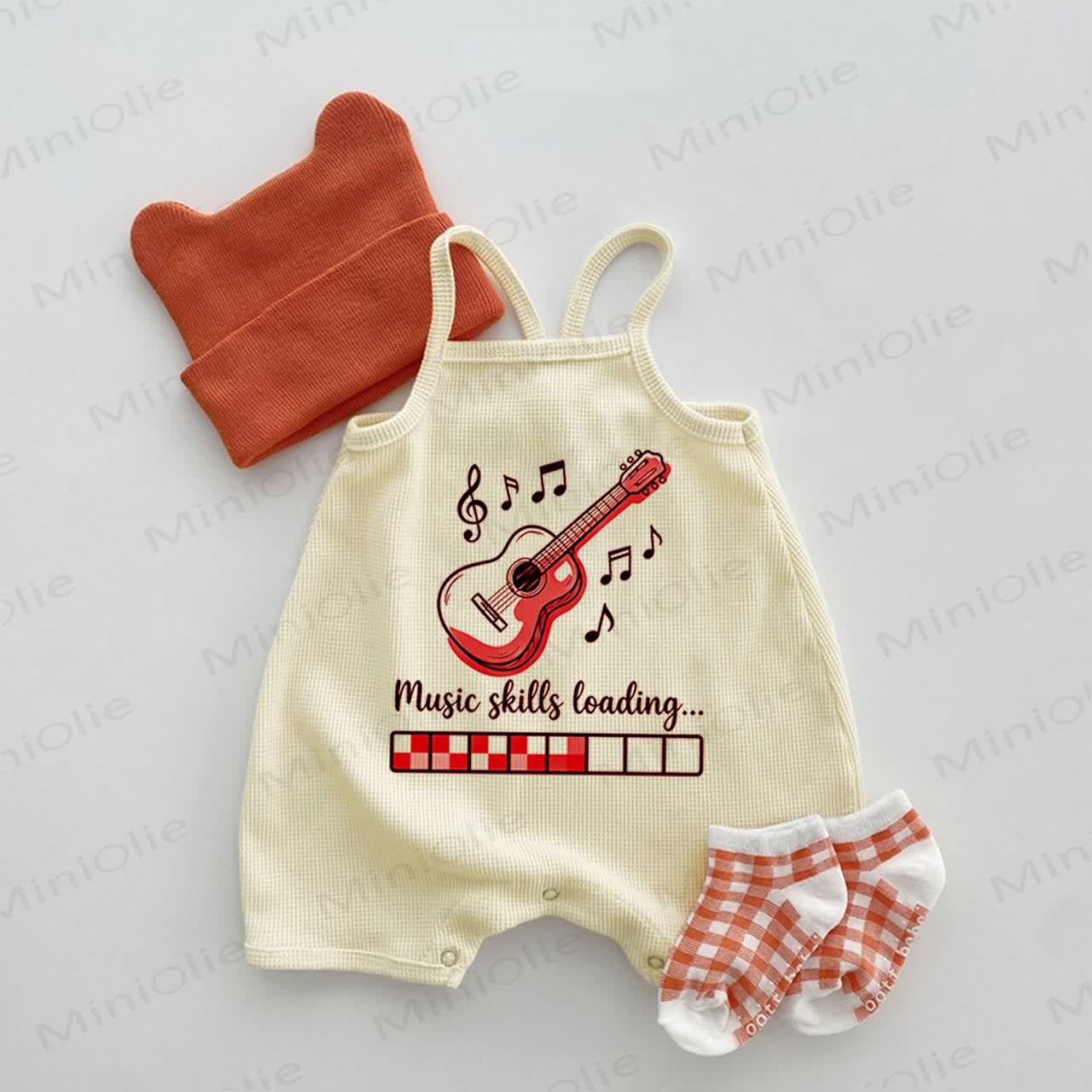 MUSIC SKILLS LOADING Baby Waffel Hosenträger Strampler - Beige - 18-24M - image 1