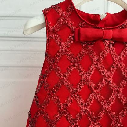 Ärmelloses Kleid mit Schleife und Pailletten für Baby und Kleinkind - image 4