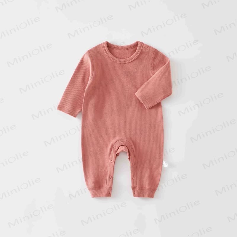 Baby Strampler in Einfarbig, Rundhalsausschnitt, bequem für Neugeboren - Kirsche - 18-24M - image 9